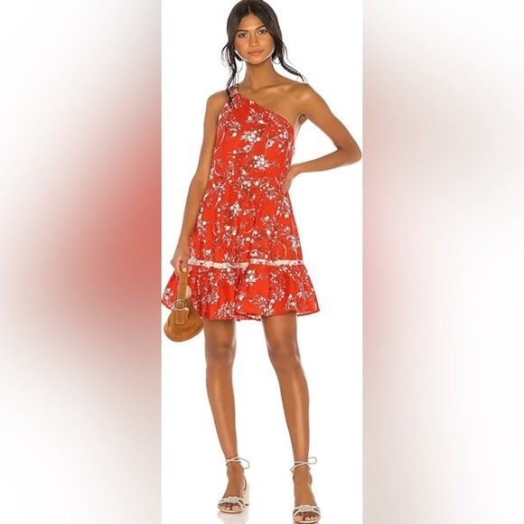 Free People All Mine Linen Blend Mini Dress in Cherry Combo NWT! sz L - Picture 1 of 15